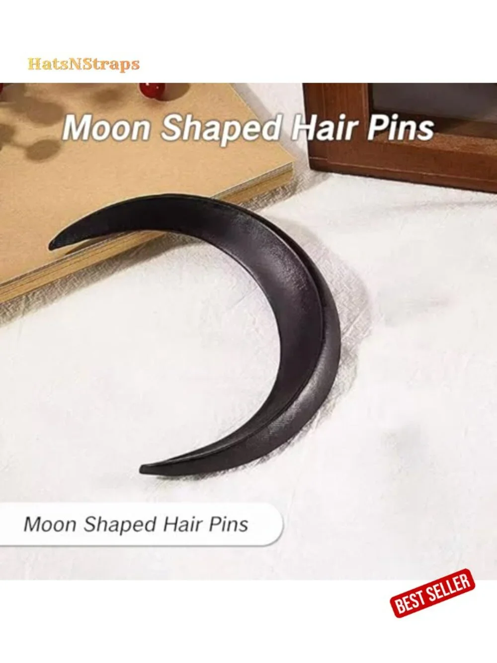Wooden Moon Hair Pin Hand Carved Hair Stick for Women Hair Styling Tool